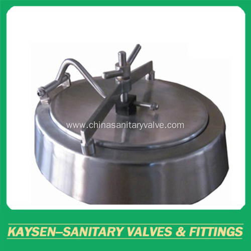 Sanitary oval inward manway with bevel edge